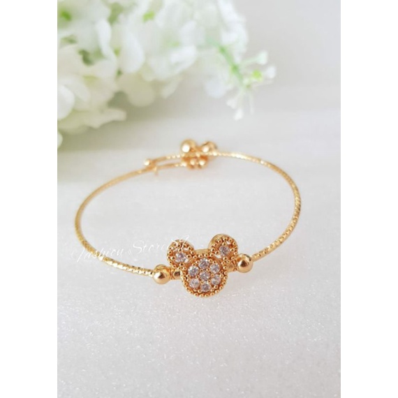 Gelang Mickey Dan Minnie Bangle Replica Emas Xuping Bangle Anak Dewasa Free Size Lapis emas 18k