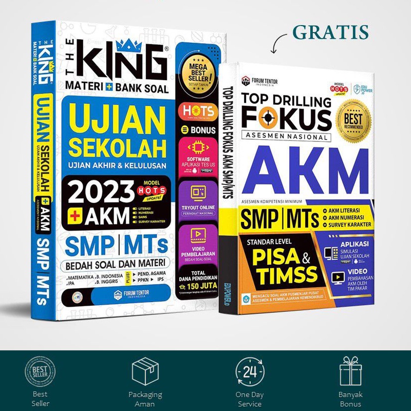 Buku The King Materi+Soal Ujian Sekolah SMP 2023 (Bonus (Bonus AKM Series) (Forum Edukasi)-0