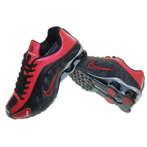 Ready  Nike Shox R4 Hitam Merah Premium Original Vietnam Quality Runners