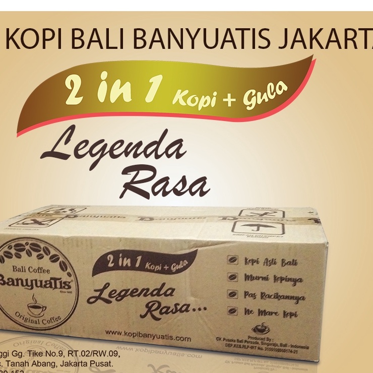 

Kopi Bali Banyuatis 2 in 1 | satu dus| isi 10 renceng (100pack 18gr)