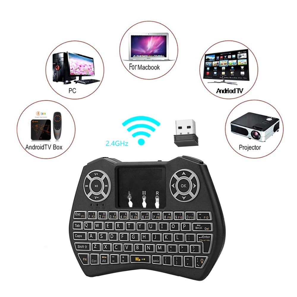 AKN88 - i9 Plus - Mini Wireless Keyboard and Touchpad RGB Backlit