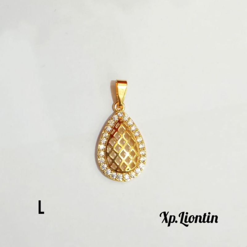 Liontin tetes jaring permata zircon Gold,tidak karat *COD*