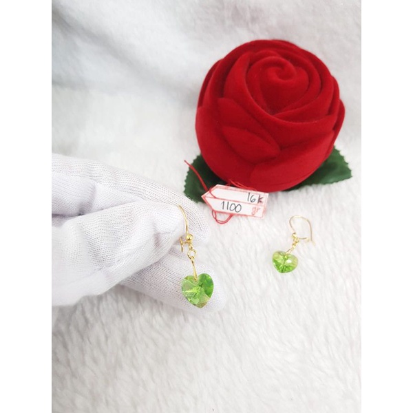 AT1830N112N anting gold model love mata kristal hijau green emas kuning asli berat 1.100 sama mata 1