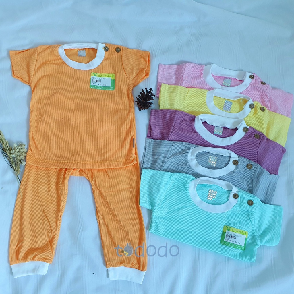 Setelan Baju Bayi Anak Kaos Oblong Pendek Celana Panjang Aruchi KP Kombinasi Ribbed Boy &amp; Girl series