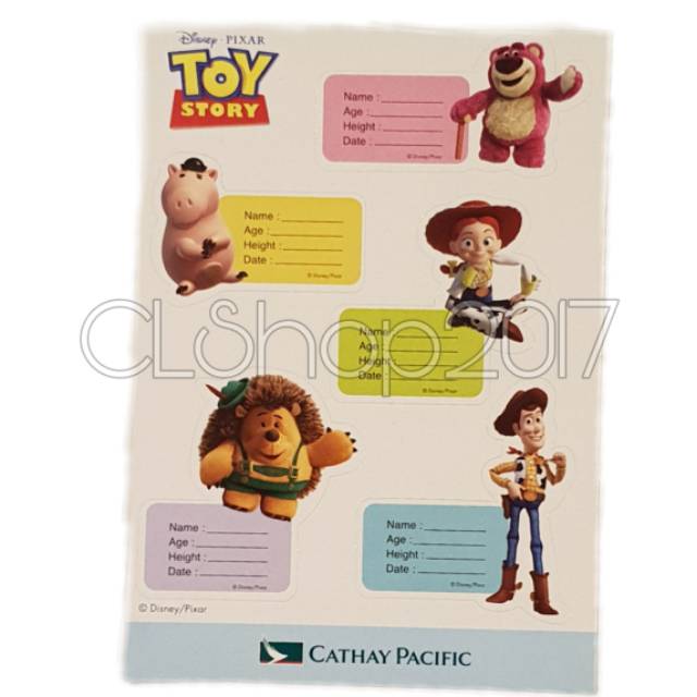 PIXAR TOY STORY NAME TAG STICKER