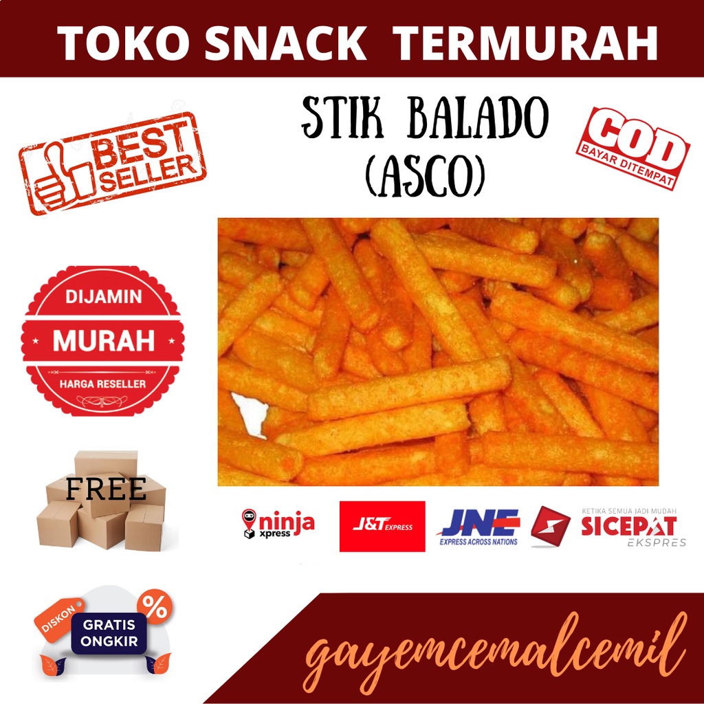 

snack kiloan/stik/stik balado/asco/makanan pedas/250 gram/500 gram/ cemilan camilan jananan mura