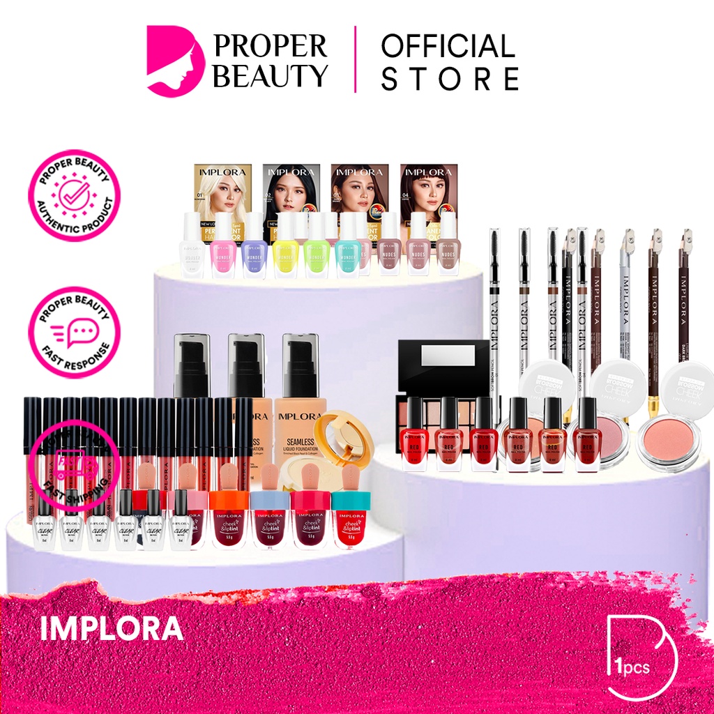 IMPLORA Indonesia / Facial Wash Essence Toner Serum Day Night Eye Cream Sunscreen Mask Masker / Lipstick Cheek Lip Tint Cream Matte Crayon Kutek Nail Polish Eyeliner Eyebrow Pensil Alis Hair Color Powder TWC Blush On Eyeshadow / Urban Paket Face Wajah Set