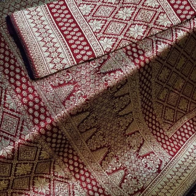 Songket sutra asli tenun palembang lepus berlian benang 1