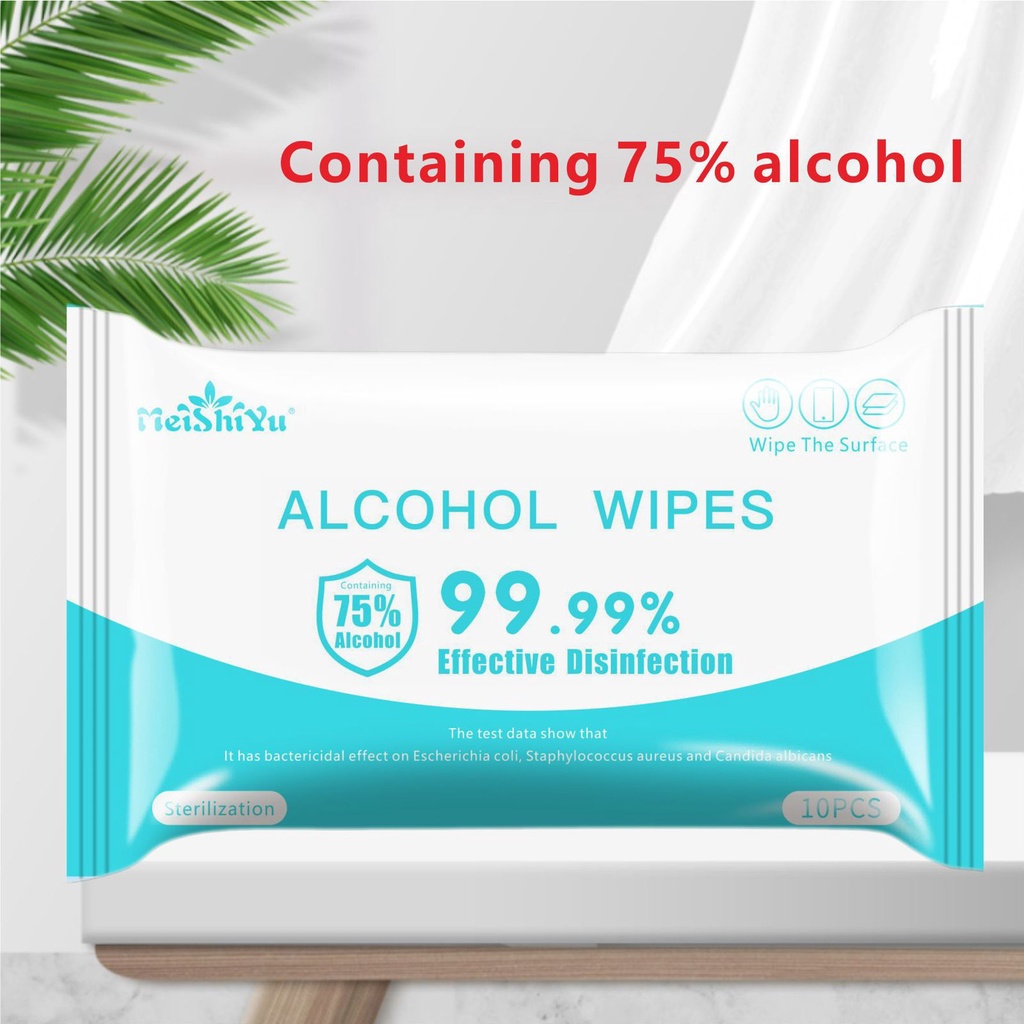 Alcohol Wipes MEISHIYU 10 Lembar - Tisu Basah Alkohol 75%