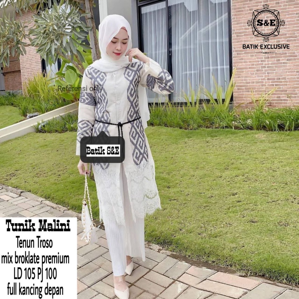 TUNIK TENUN MALINI #1 #2 #3 #4 ORIGINAL BERLABEL S&E BATIK/ATASAN WANITA MOTIF BATIK TENUN MIX BRUKL