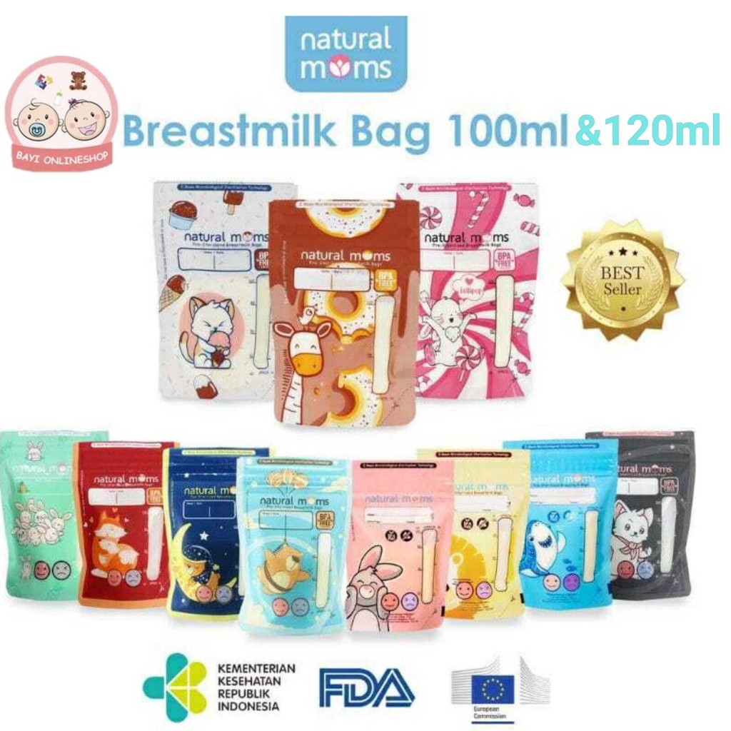 Kantong Asi Natural Moms Kantung Asi Breast Milk Bag 100ml 120ml Thermal Sensor (30pcs)