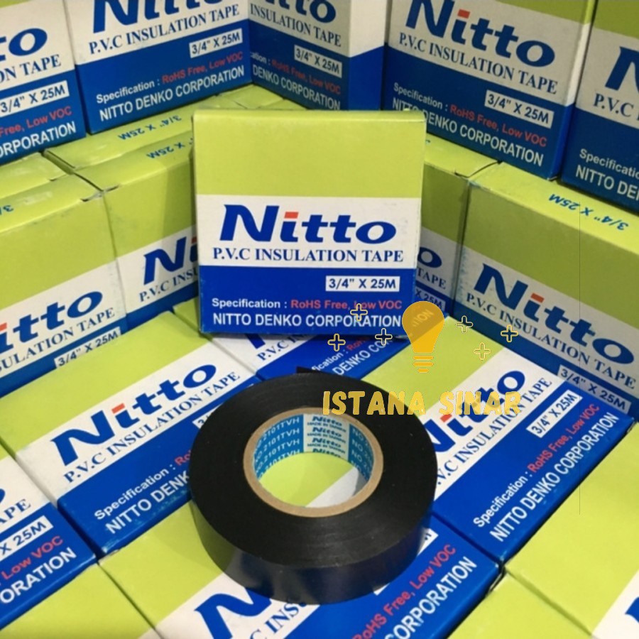 Nitto 2102 Isolasi Warna HItam 3/4&quot; x 25 meter solasi hitam bagus