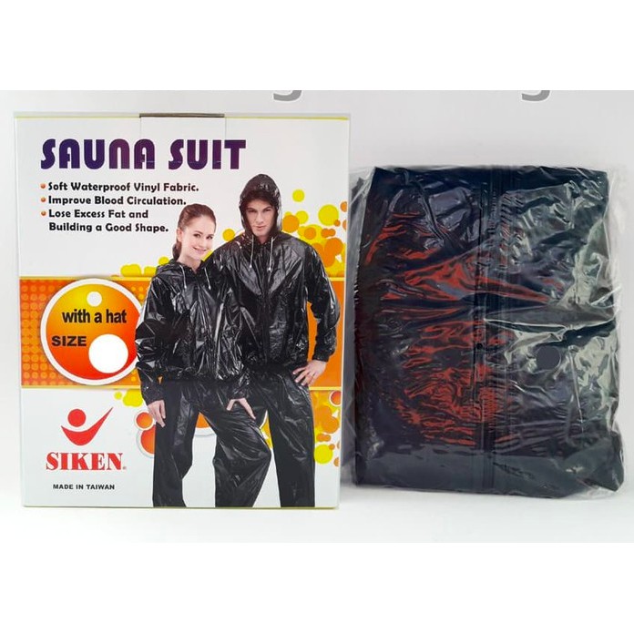 Jaket training baju sweater olahraga sauna suit bahan parasut pembakar lemak pelangsing tubuh badan