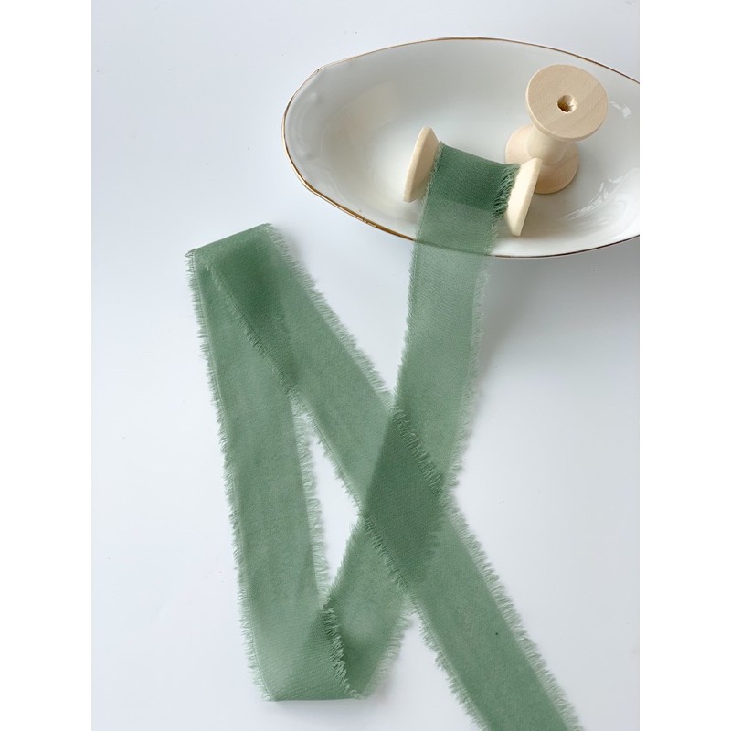 

Chiffob Ribbon in Moss Green / Silk ribbon