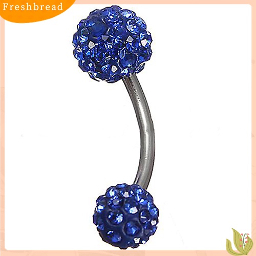 【Fresh】❀14G Surgical Stainless Steel Rhinestone Ball Navel Belly Bar Ring Body Piercing