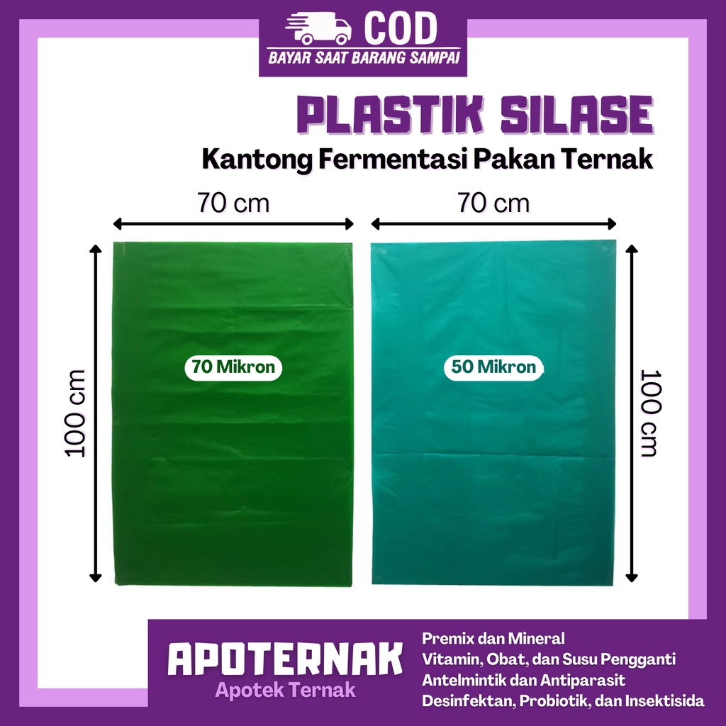 GROSIR PLASTIK SILASE Fermentasi Pakan Ternak 100cm x 60cm tebal 70 Mikron 60 mikron 50 Mikron | Grosir 5 dan 10 Lembar | Apoternak