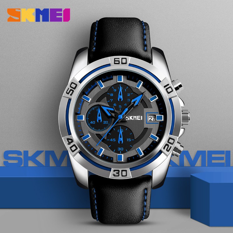 Jam Tangan Pria / SKMEI 9156 / SKMEI / Original / Casual Watch Leather / SKMEI