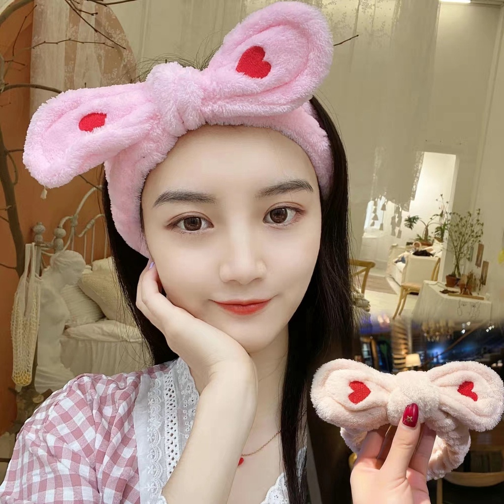 AC013 Bandana Bando Headband Makeup atau Cuci Muka Motif Polos Model Korea