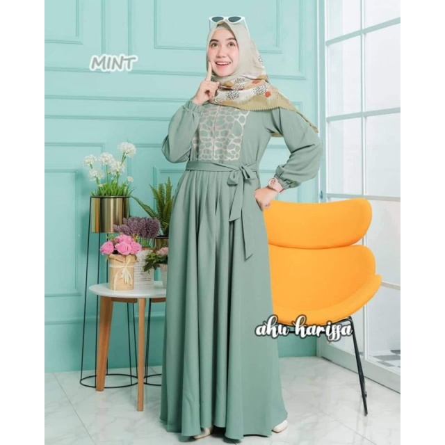 GAMIS CANTIK ERINA BORDIR ORI AKU KARISSA DRESS MUSLIMAH TERBARU BEST SELLER OOTD WANITA KEKINIAN