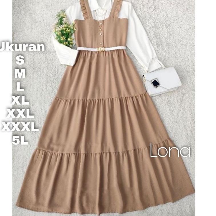 [KODE PRODUK 7NAZC8442] Lona Dress GAMIS LIVY MOSCREPE JUMBO UKURAN S M L XL XXL XXXL 4XL 5L BIG SIZ
