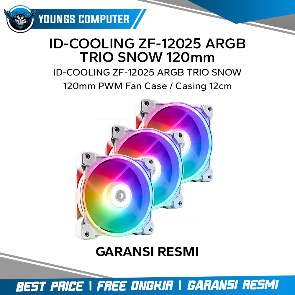 ID-COOLING ZF-12025 ARGB TRIO SNOW 120mm PWM Fan Case / Casing 12cm