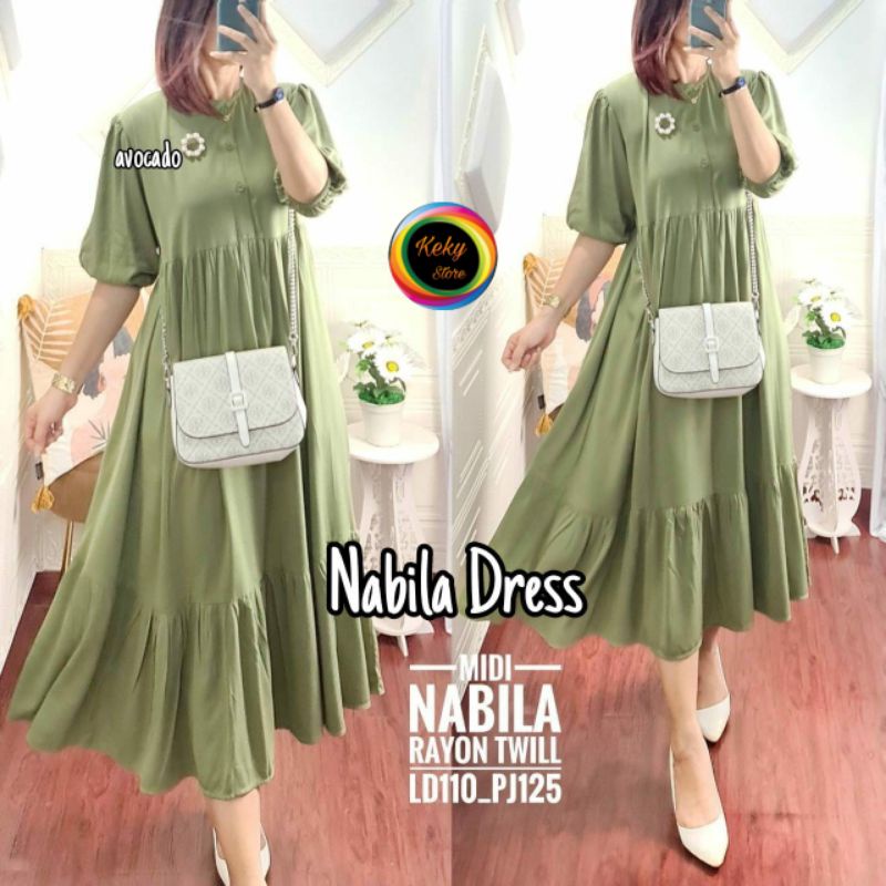 DRESS MIDI RAYON TWILL LEMBUT DAN ADEM