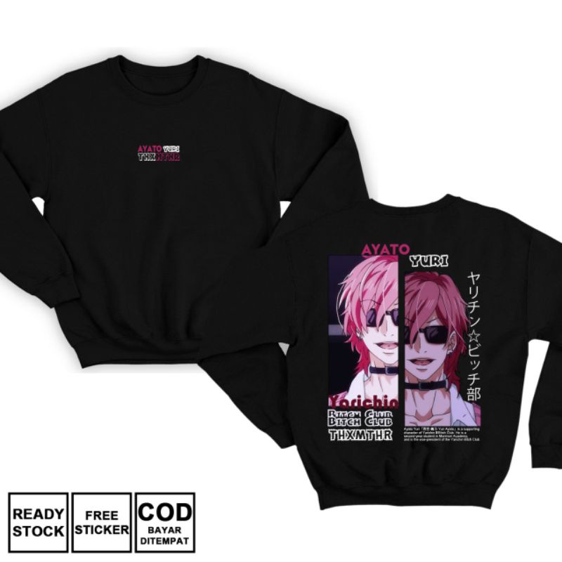 SWEATER CREWNECK AYATO YURI YARICHIN BITCH CLUB TAKASHI YUU KASHIMA TAMURA FUJISAKI ANIME MANGA BAJU