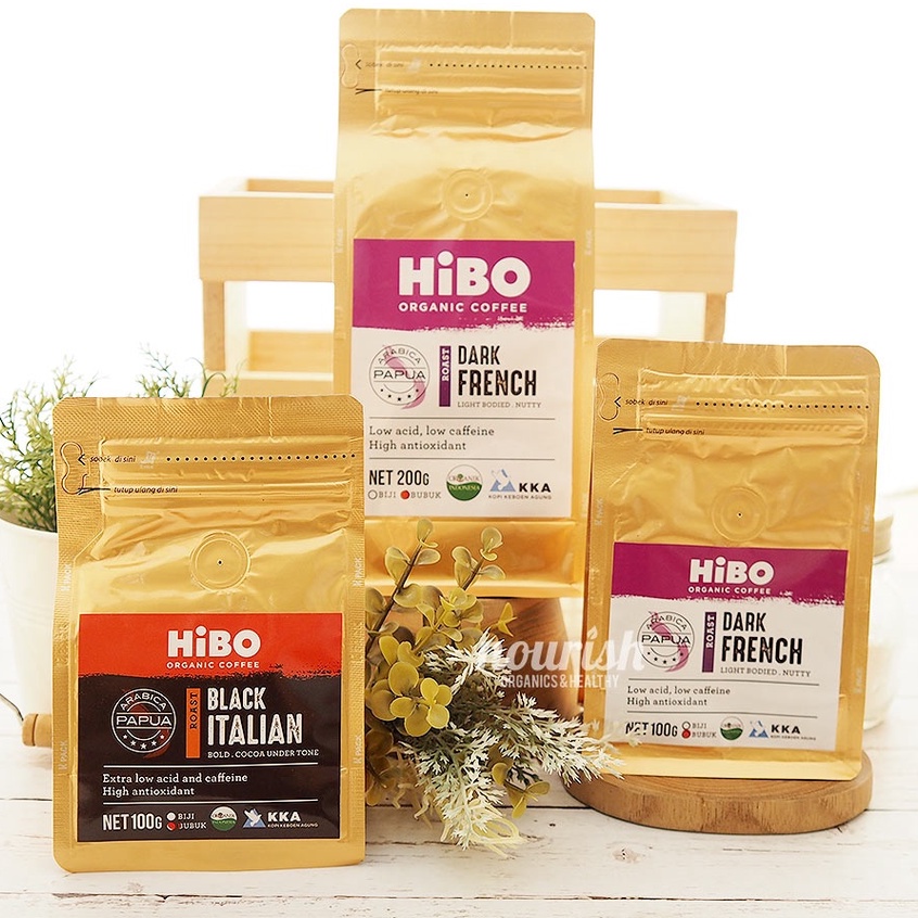 Hibo, Organic Coffee Bean (Biji Kopi Organik) Black Italian 100gr