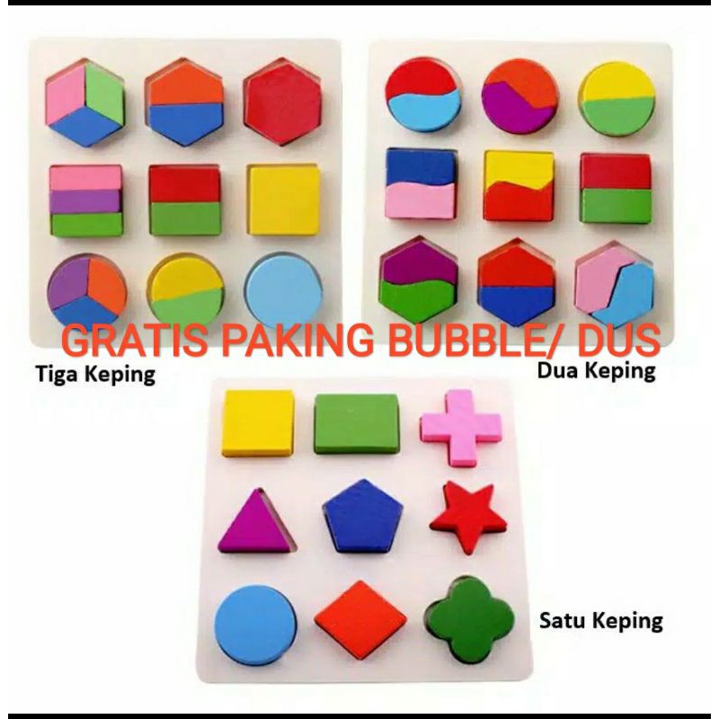 MAINAN EDUKASI / PUZZLE CHUNKY SHAPE / MONTESSSORI GEOMETRI