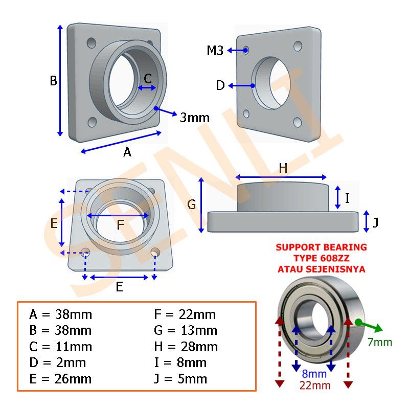 KP08 bearing insert bearing shaft support 8mm Cover Pillow Block Bearing 22mm