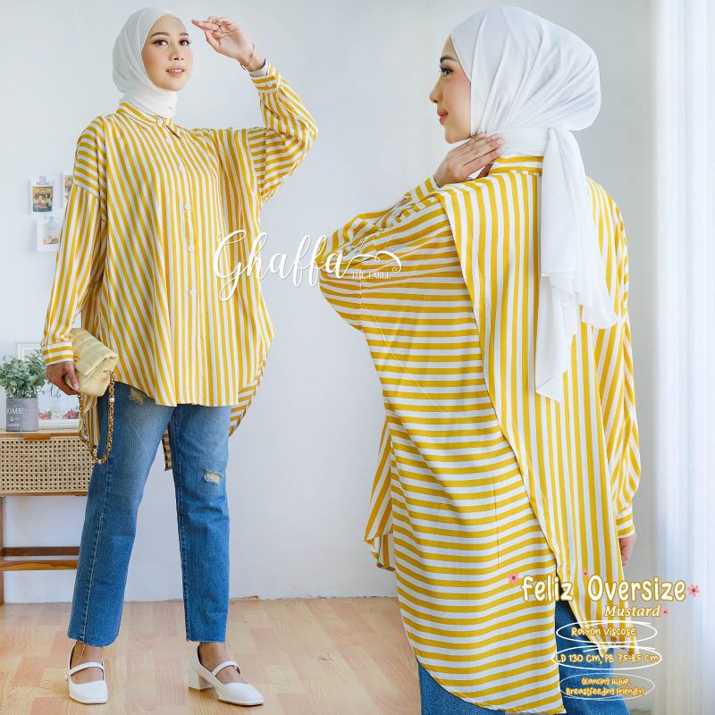 FELIZ OVERSIZE BY GHAFFA THE LABEL (BLOUSE MOTIF SALUR) Oversize salur rekomended