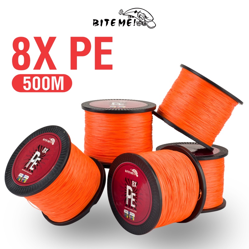 8pcs Senar Pancing Multifilamen PE 8 Untai Super Kuat Warna Oranye 500m 20-132LB