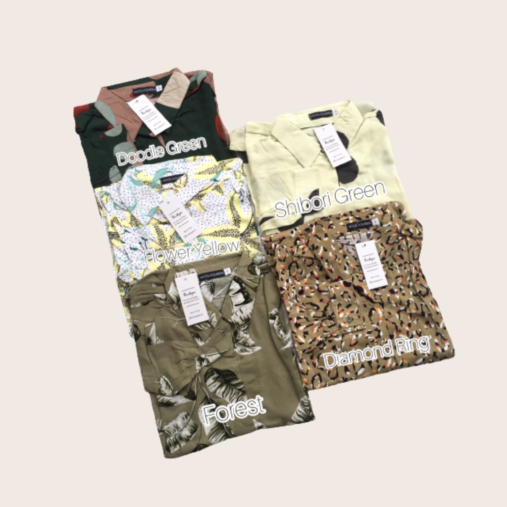 KEMEJA PENDEK RAYON KEMEJA CEWEK MOTIF PATTERN KEMEJA MOTIF MURAH KEMEJA LENGAN PENDEK HOOLAQUEEN