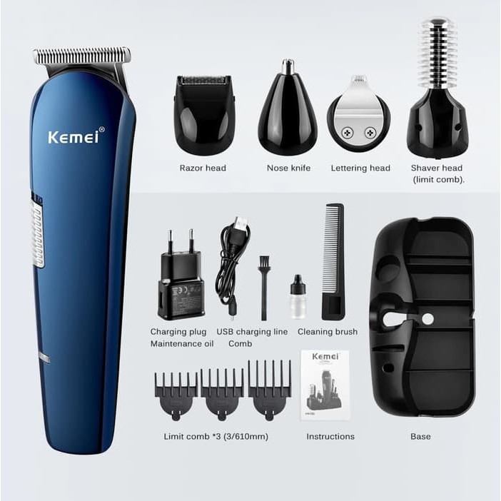 KEMEI KM-550 Multifunctional 5-in-1 Rechargeable Electric Hair Clipper