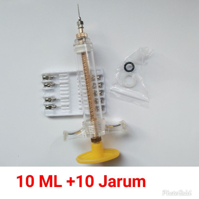 syringe suntikan vaksin hewan ayam puyuh dll 10ml plus 10 jarum suntik - alat kesehatan hawan