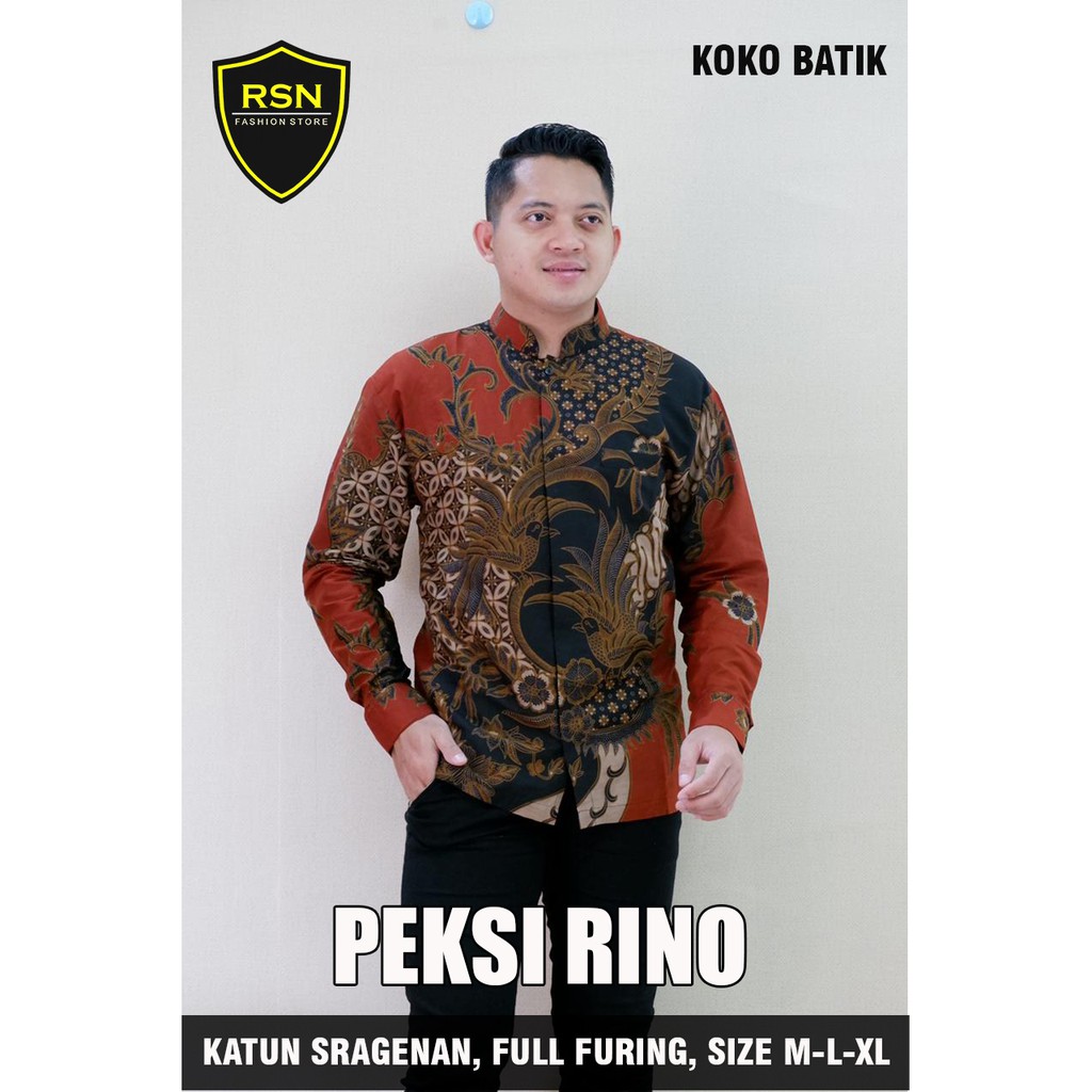 Baju Koko Batik Pria Dewasa Lengan Panjang Terbaru 2021 Modern Terlaris Peksi Rino