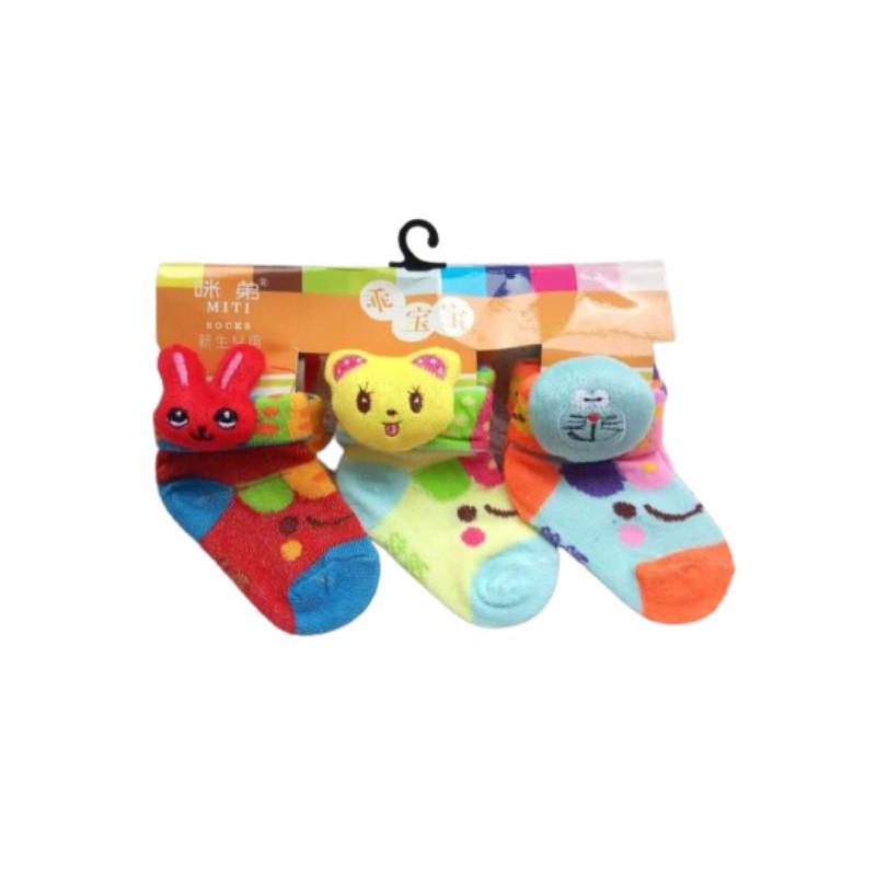 ( 3 PASANG ) Kaos kaki Bayi Boneka Samping 2~6 bulan