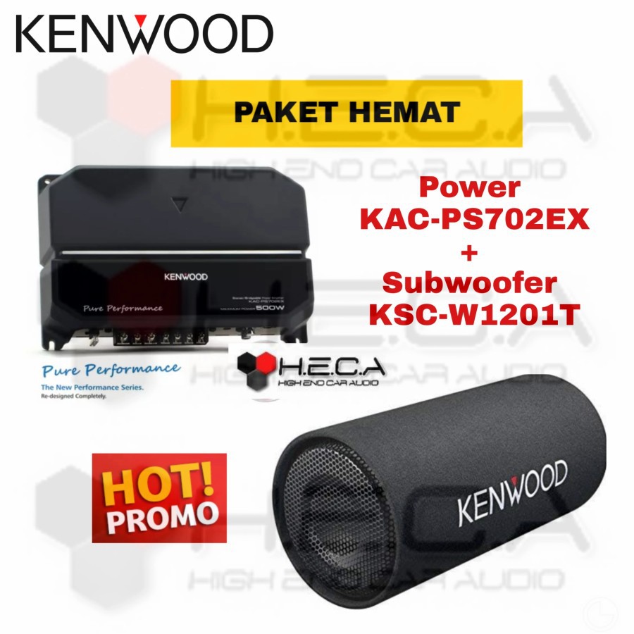 Paket Basstube Kenwood KSC-W1201T + Power 2ch KAC-PS702EX Audio Mobil Subwoofer Pasif