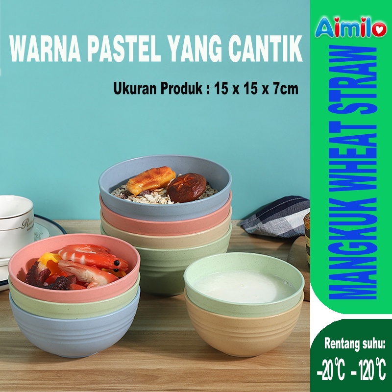 Mangkok Wheat Straw Bowl | Mangkuk Plastik Microwave Warna Warni | Gandum Kokoh BPA Free | Wheat Straw Bowl | Colorful Microwave Plastic Bowls