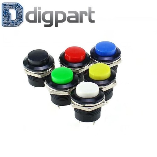 Tombol Push 12mm Tahan air Mini Switch Self Resetting Push button - Putih