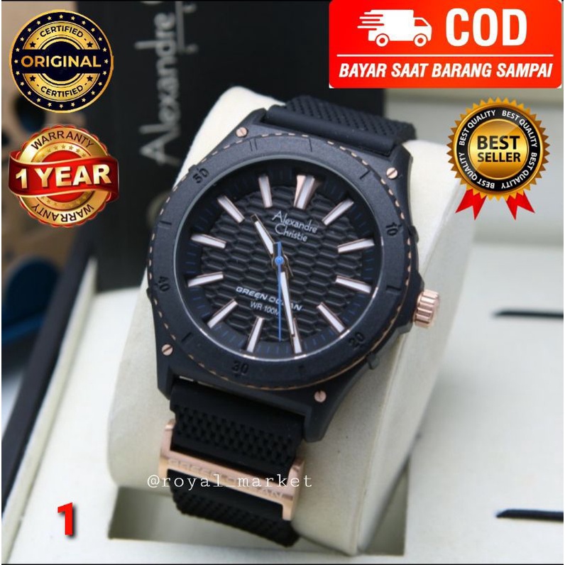 [PILIHAN WARNA LAIN DIGESER FOTONYA] ORI JAM TANGAN WANITA ALEXANDRE CHRISTIE RUBBER STRAP ARLOJI WA