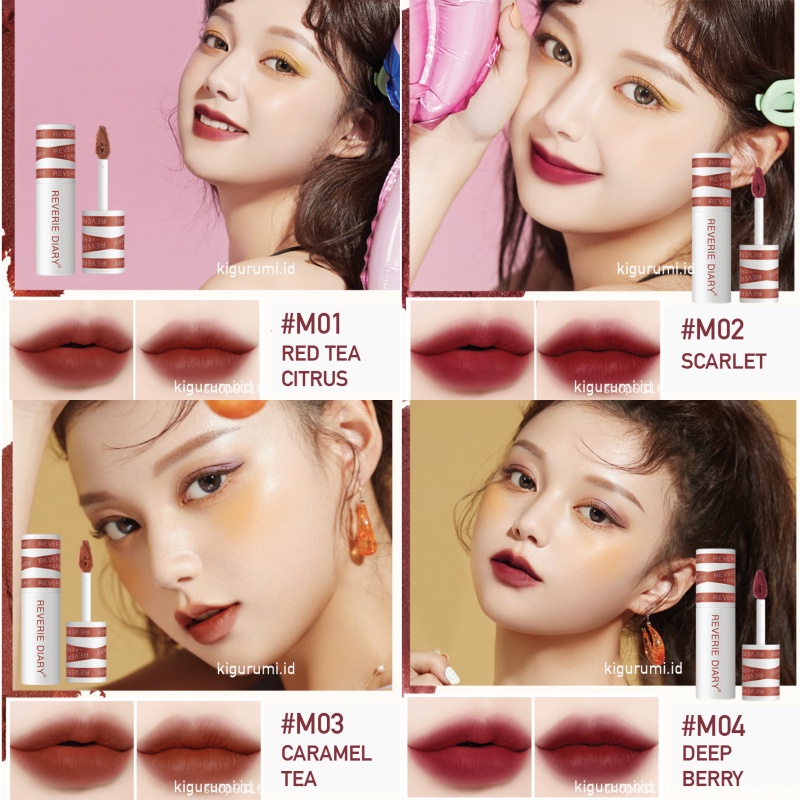 REVERIE DIARY Lip Clay Lipstick Mud Velvet Matte Drable Lipstik 8 Color RV004