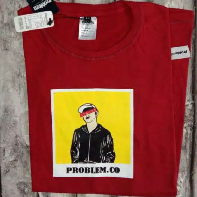 BAJU PRIA / KAOS PRIA /KAOS  DISTRO POLOS MOTIF PROBLEM MERAH MURAH BANDUNG