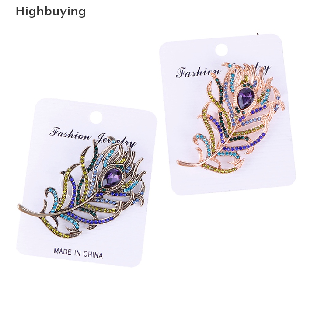 Hbid Bros Pin Enamel Desain Bulu Merak Hias Kristal Untuk Aksesoris Pernikahan