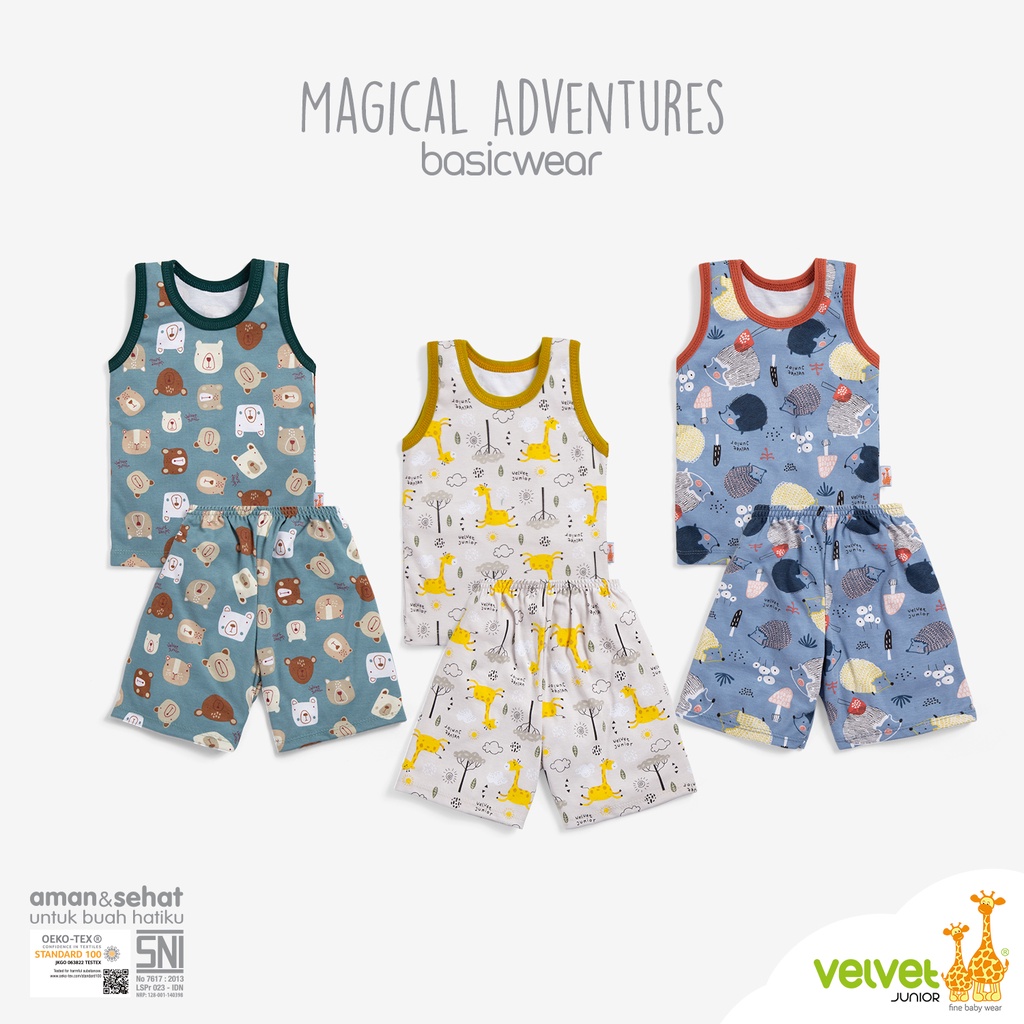 Pilih Motif - Velvet Junior KUTUNG BRILLIANT BLUE Terbaru | Setelan Anak Singlet Buntung Celana Open Basic Wear Piyama Savanna Soul Radiant Magical Adventures Southern Charm