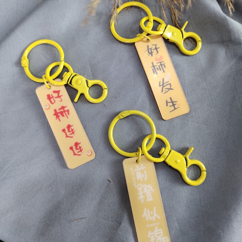 Gantungan Kunci Desain Tulisan Inspirasional China Akrilik - Keychain Motif Tulisan China