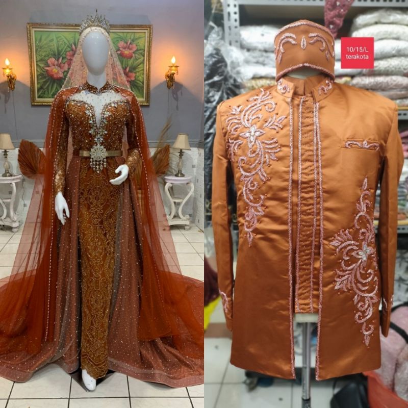 CAUPLE TERLARIS GAUN DRESS JUBAH BEREKOR |BAJU PENGANTIN TERBARU|KEBAYA DRESS COUPLE|GAUN DRESS MUSLIMAH