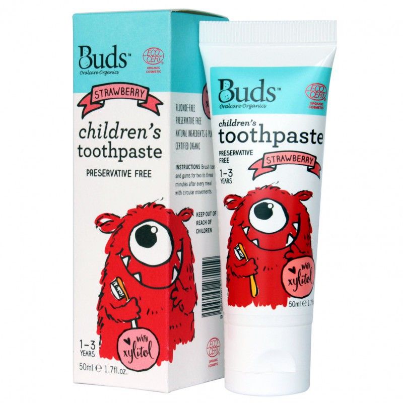 BUDS ORGANICS TOOTHPASTE 1-3Y |BUDS ORGANICS TOOTHPASTE XYLITOL STRAWBERRY MURAH