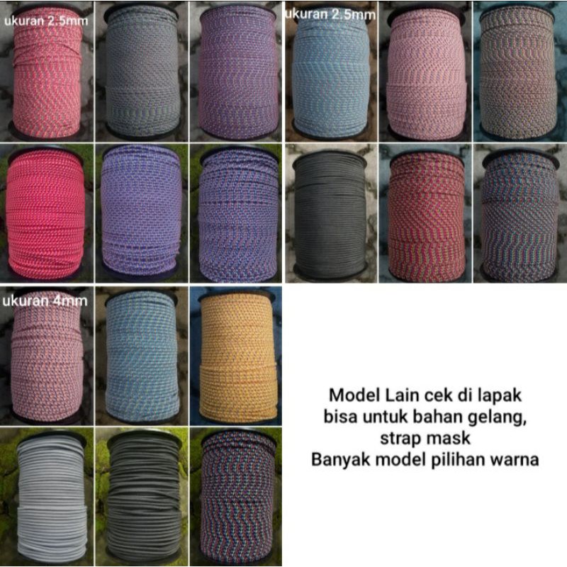 Tali Prusik meteran 2.5mm 4mm gelang 2.5 mm 3 mm 4 mm tali tenda tali flysheet Strap Masker Kalung