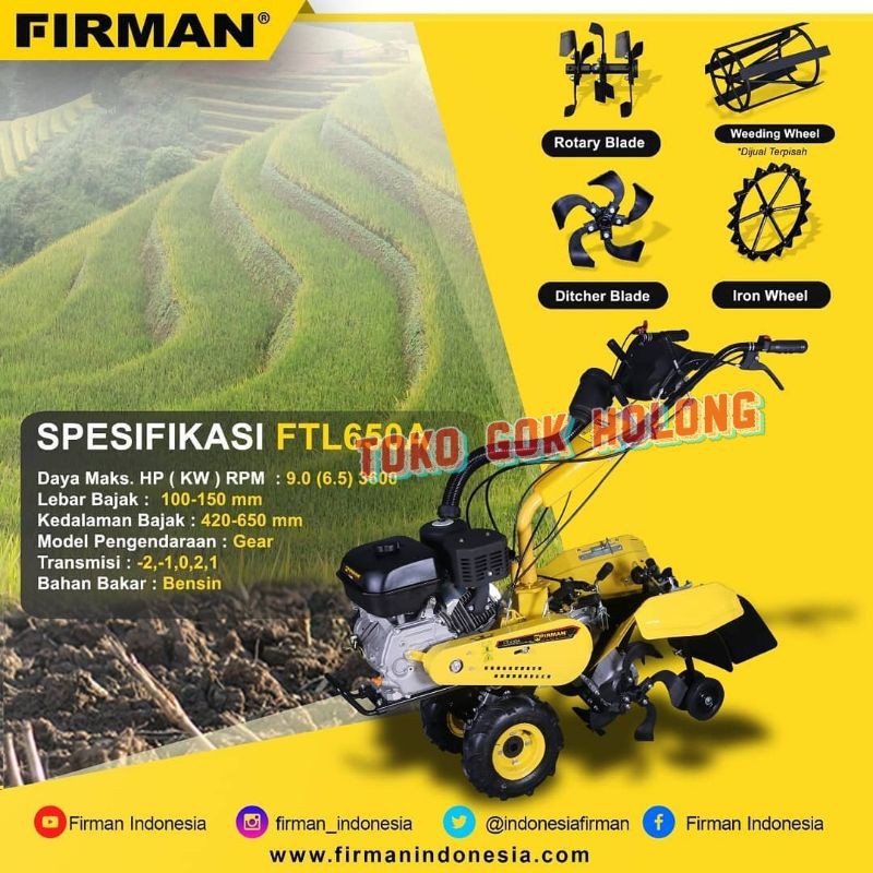 Mesin Traktor Cultivator FTL 650A FIRMAN